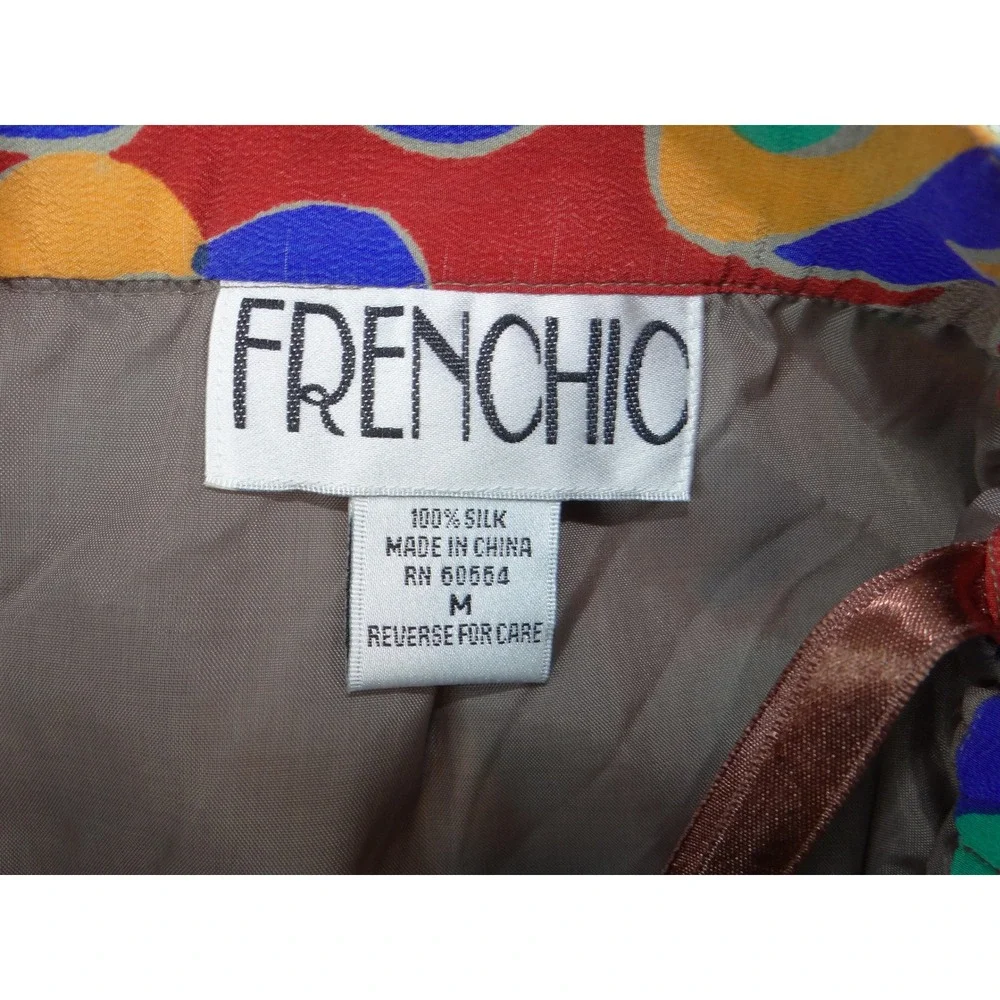 Frenchic Vintage Silk Abstract Swirl Multicolor Top & Midi Skirt Womens Medium